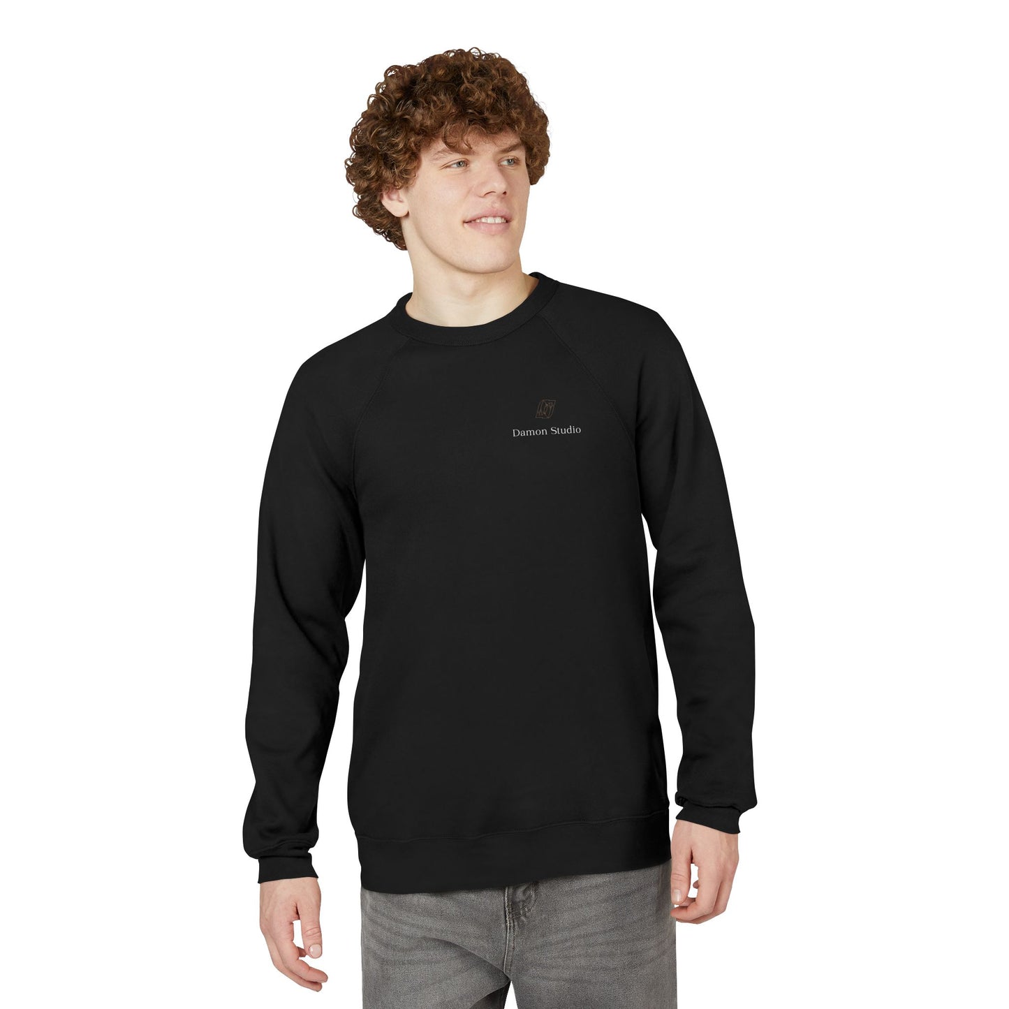 Minimal Black Raglan Sweatshirt — Subtle 'Unseen Thoughts' Chest Embroidery