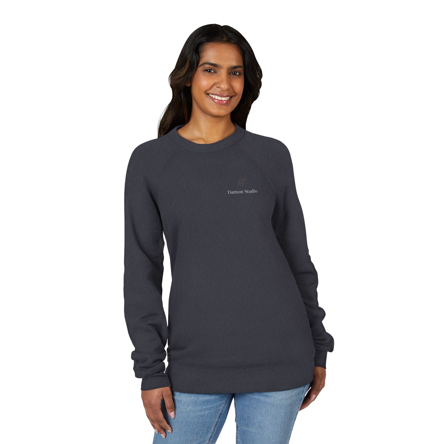 Minimal Black Raglan Sweatshirt — Subtle 'Unseen Thoughts' Chest Embroidery