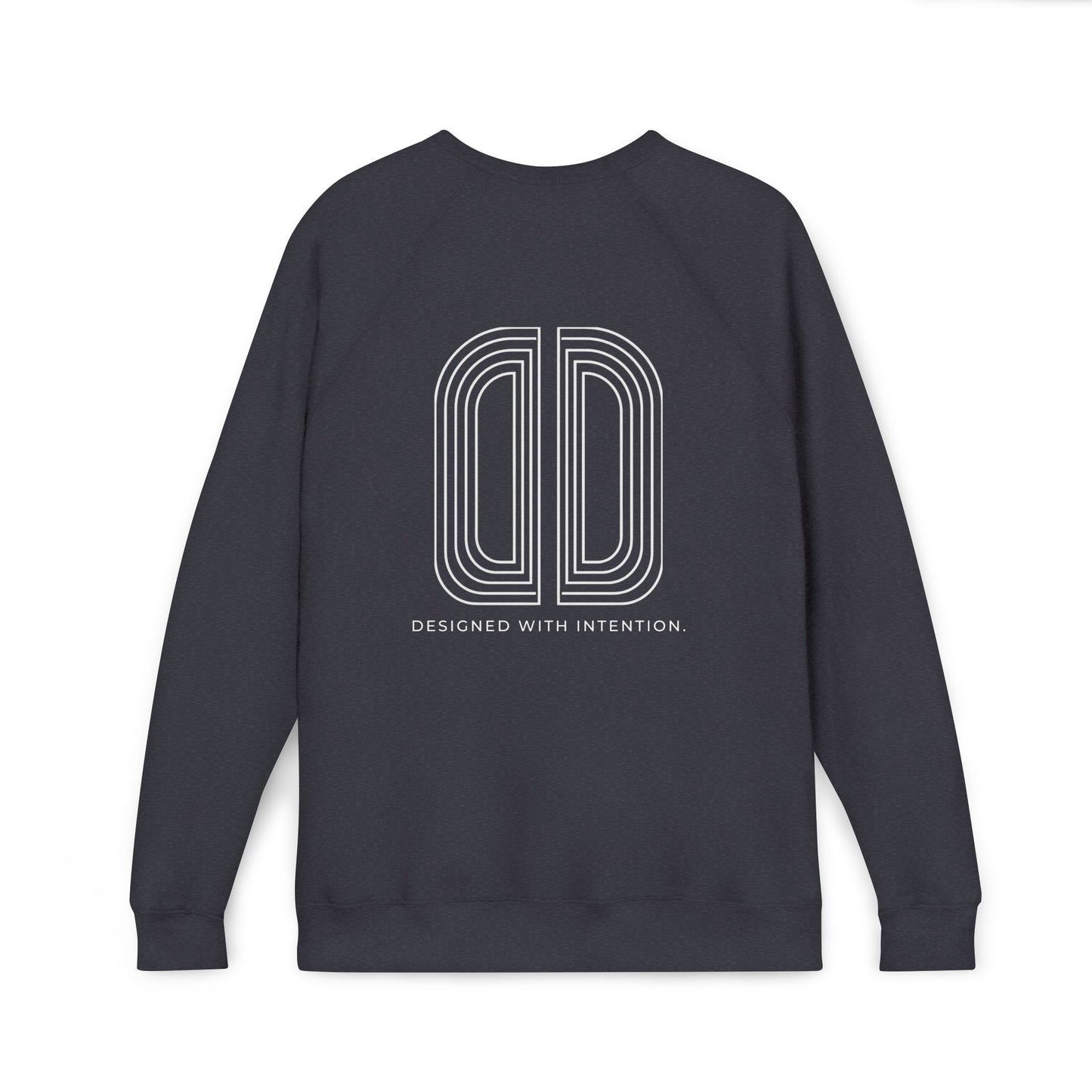 Minimal Black Raglan Sweatshirt — Subtle 'Unseen Thoughts' Chest Embroidery