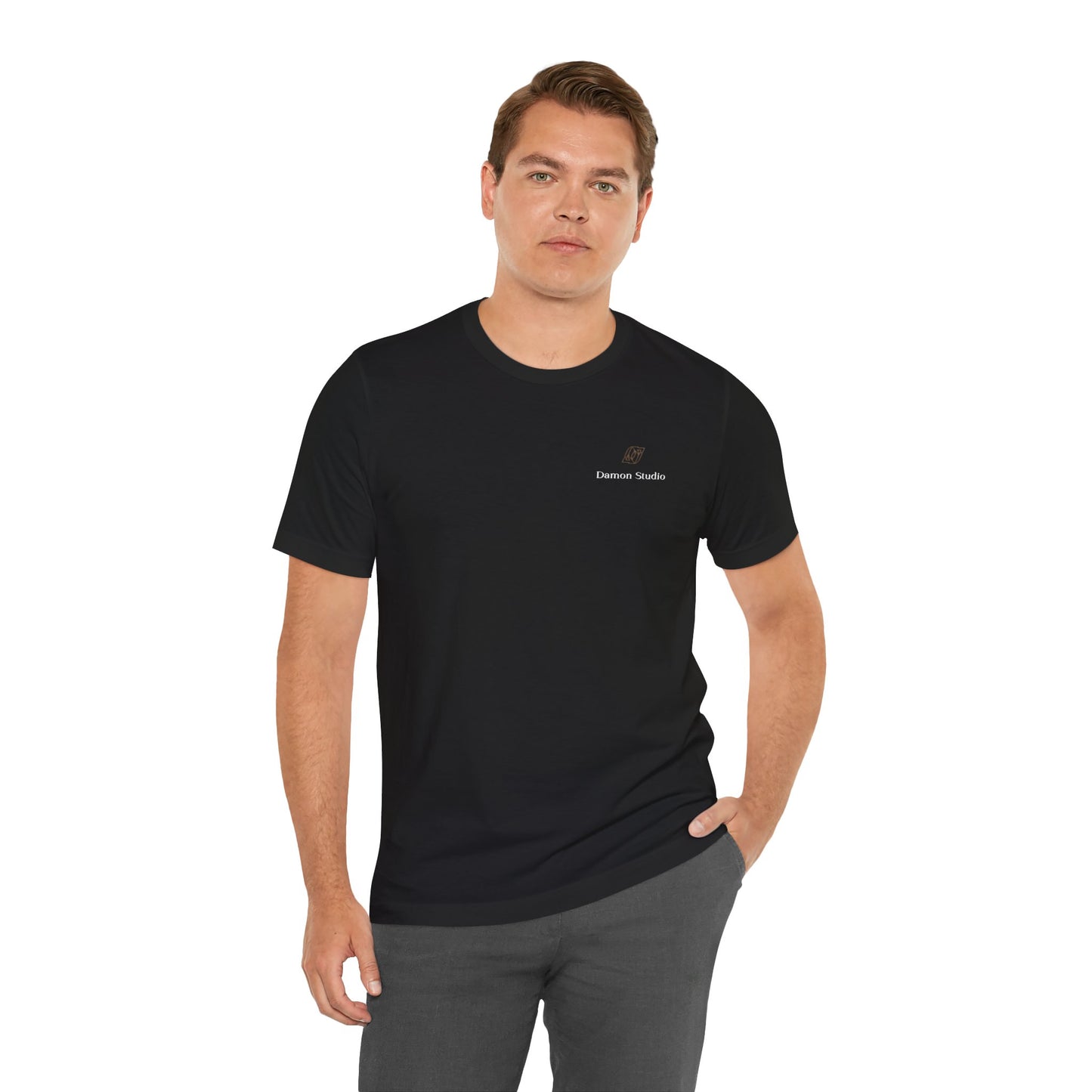 Minimal 'Damon Studio' Logo Tee — Black Graphic T-Shirt