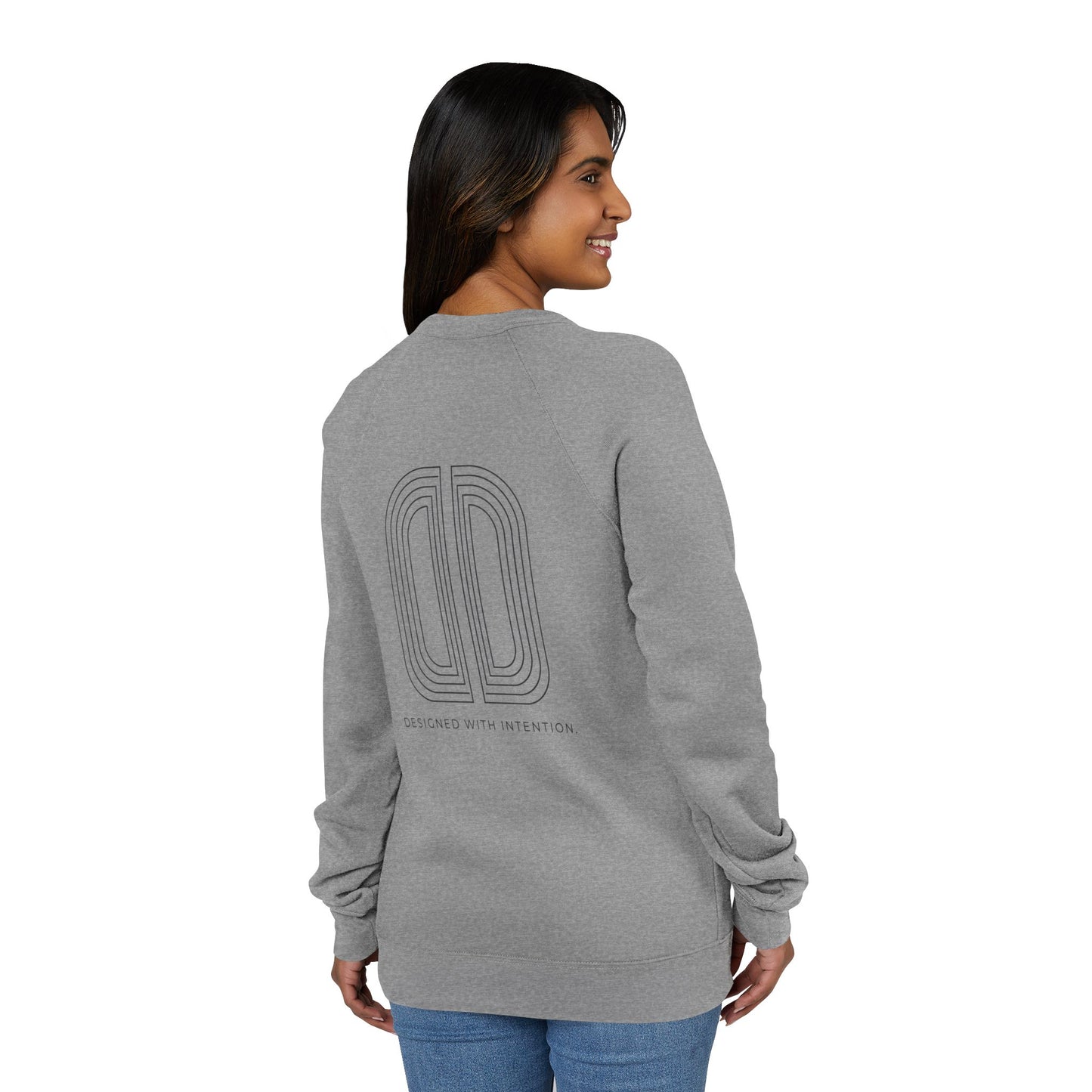 Minimal Black Raglan Sweatshirt — Subtle 'Unseen Thoughts' Chest Embroidery