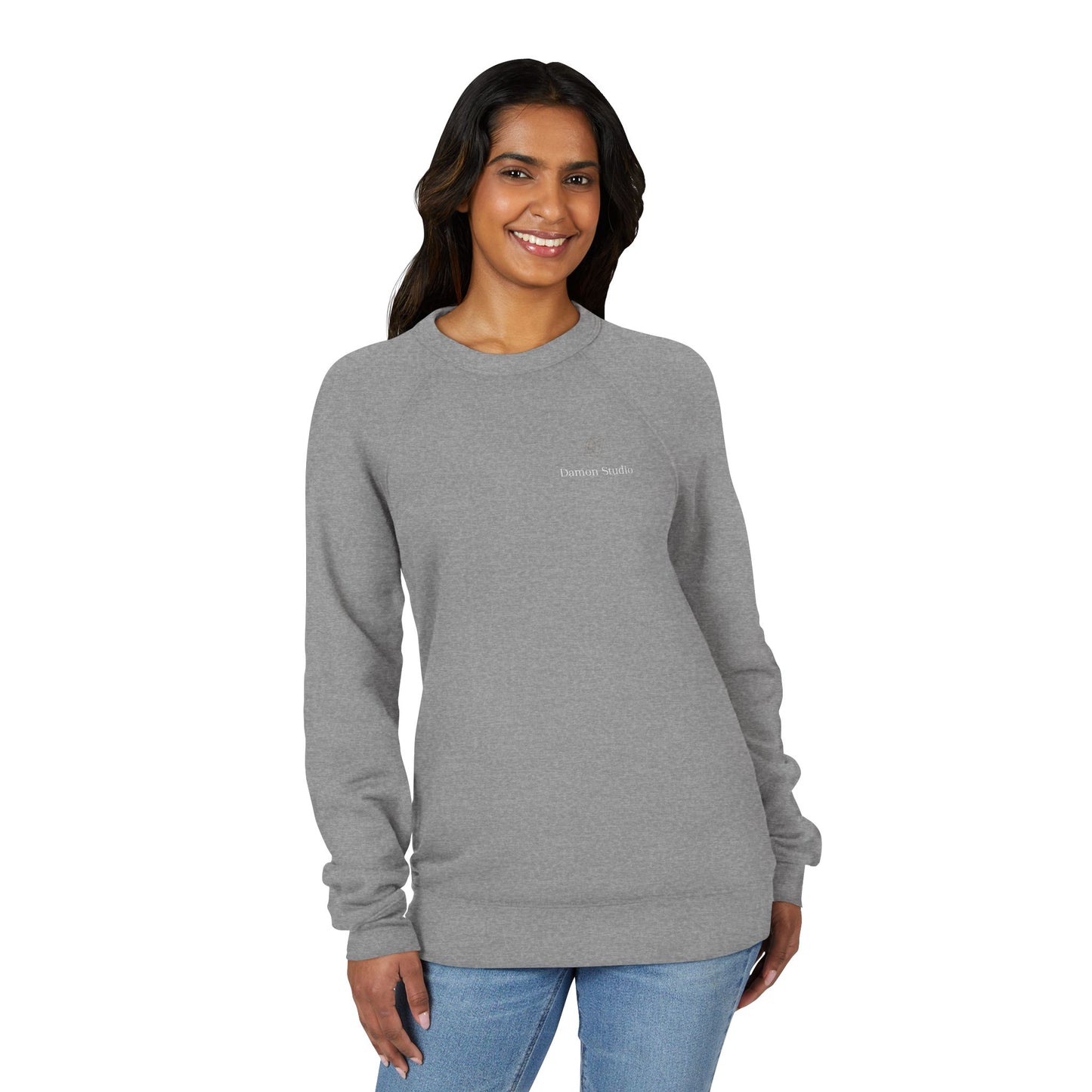 Minimal Black Raglan Sweatshirt — Subtle 'Unseen Thoughts' Chest Embroidery