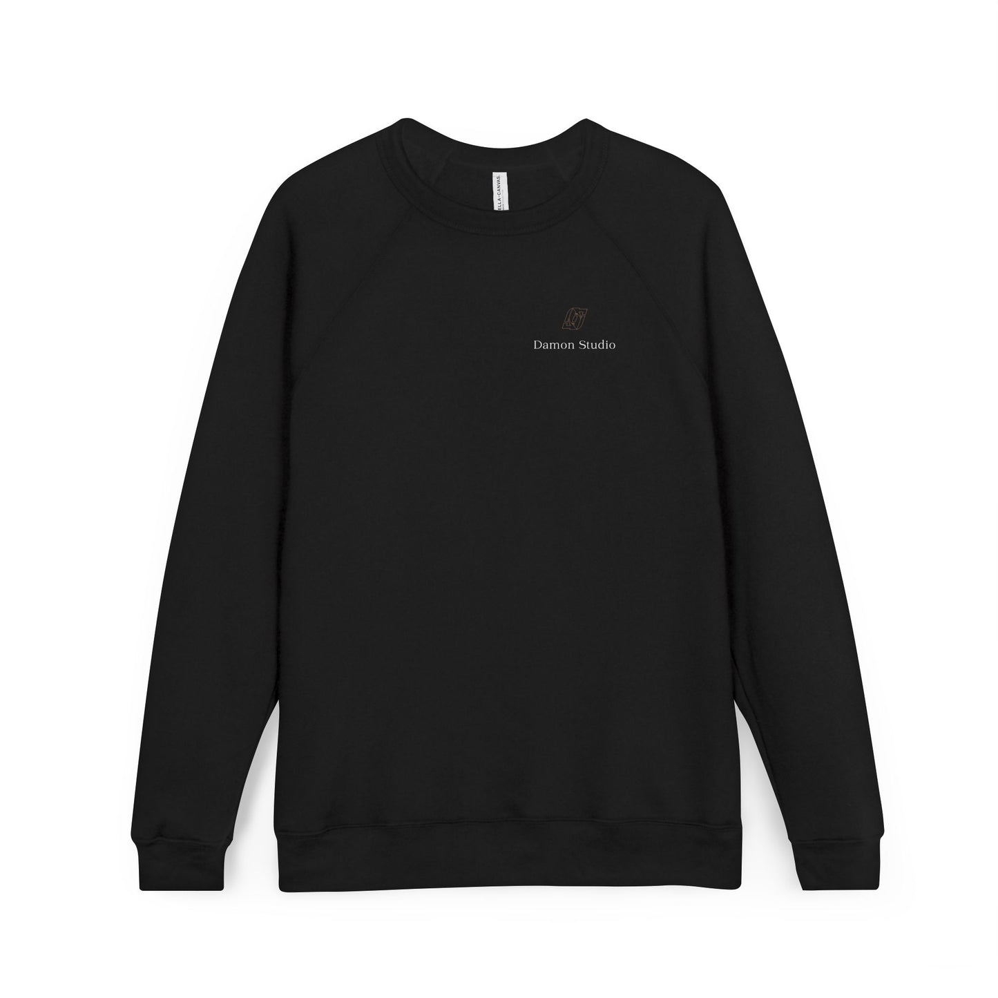 Minimal Black Raglan Sweatshirt — Subtle 'Unseen Thoughts' Chest Embroidery