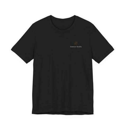 Minimal 'Damon Studio' Logo Tee — Black Graphic T-Shirt