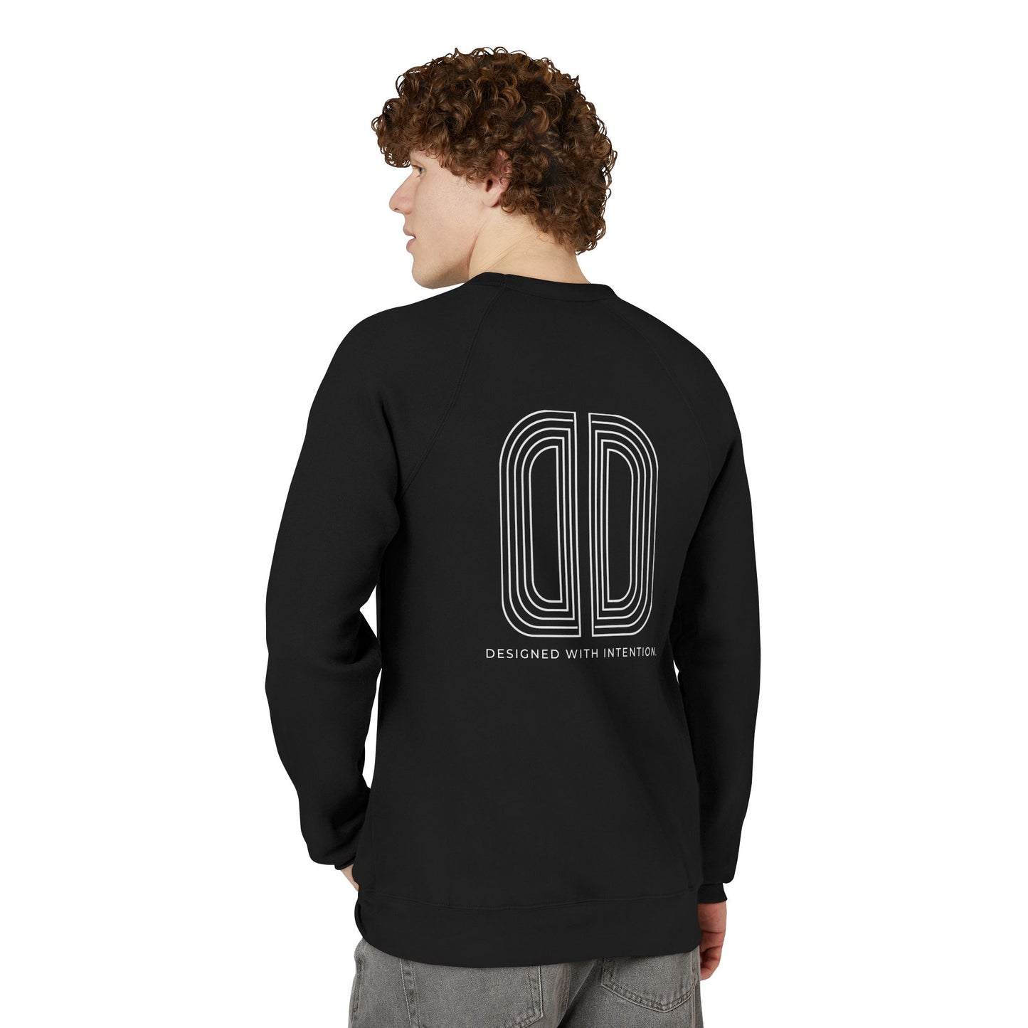 Minimal Black Raglan Sweatshirt — Subtle 'Unseen Thoughts' Chest Embroidery