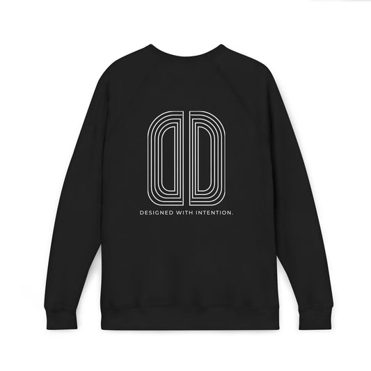 Minimal Black Raglan Sweatshirt — Subtle 'Unseen Thoughts' Chest Embroidery