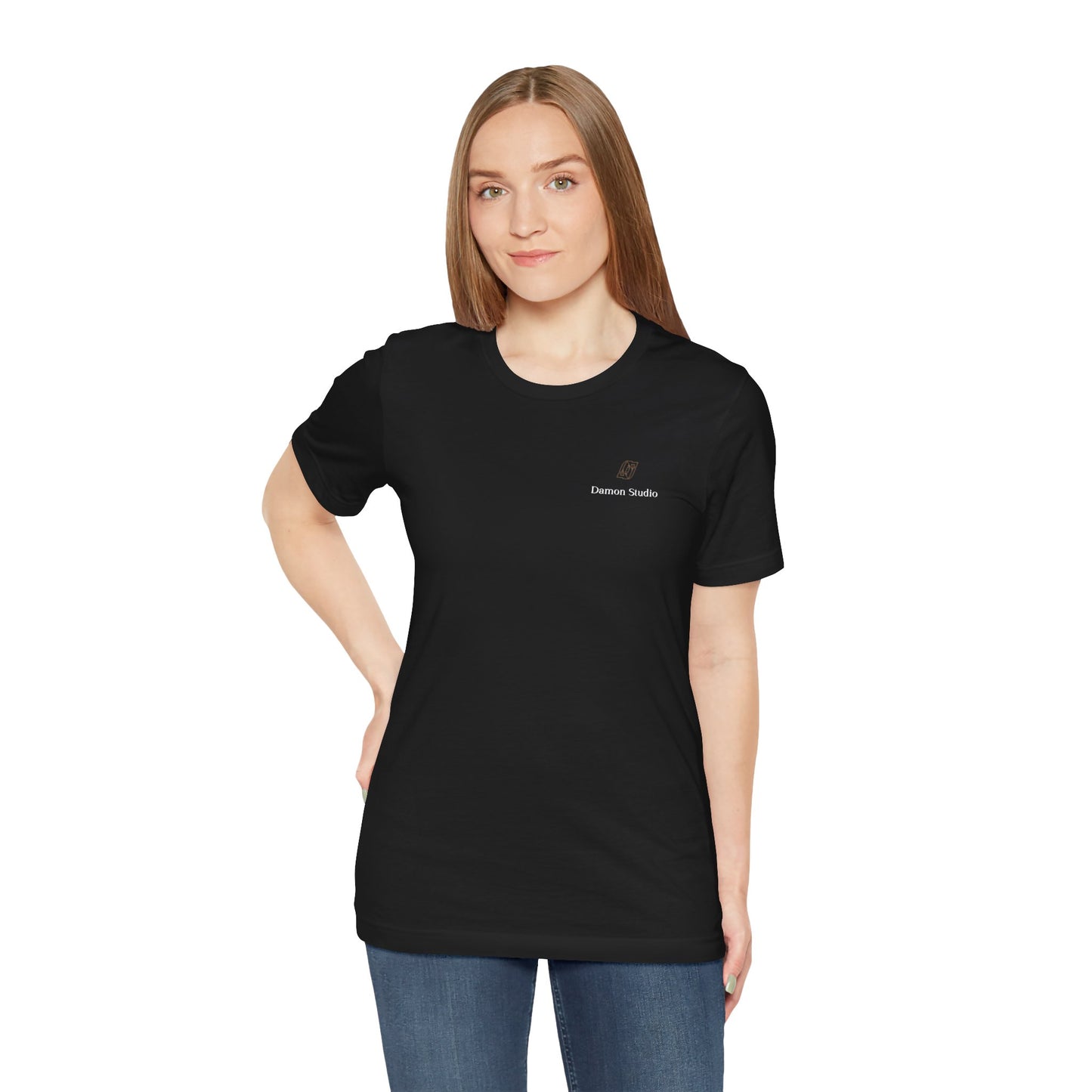 Minimal 'Damon Studio' Logo Tee — Black Graphic T-Shirt